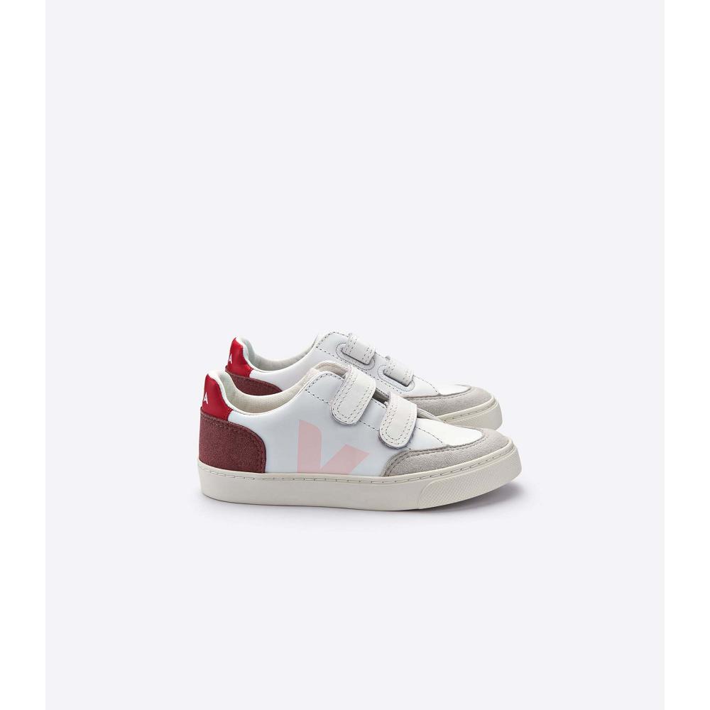 Kids\' Veja V-12 LEATHER Sneakers White | ZA 873BEX